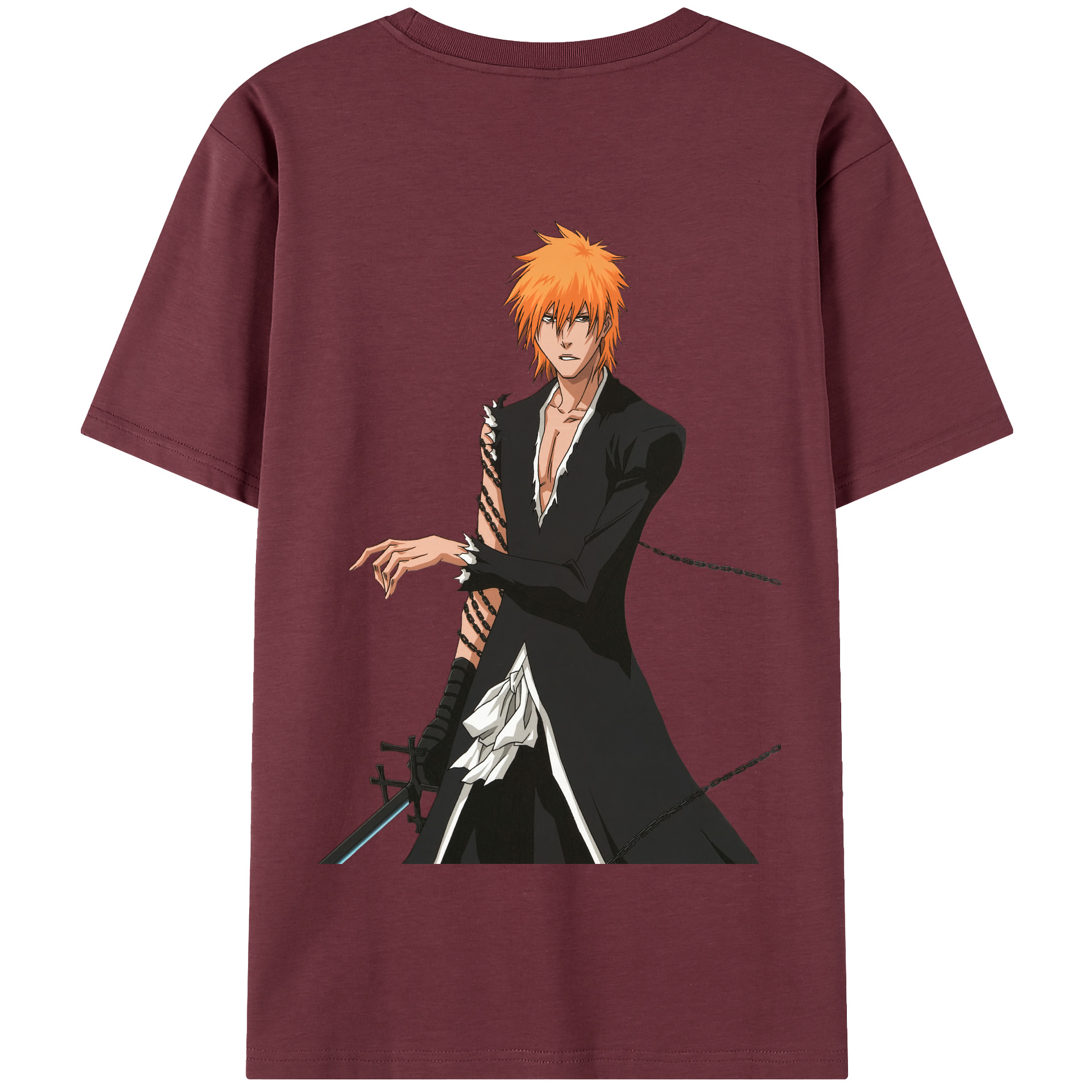 （画像用） ブリーチ 黒崎一護（くろさき いちご）BLEACH Kurosaki Ichigo 綿100％半袖Tシャツ（背面プリント）